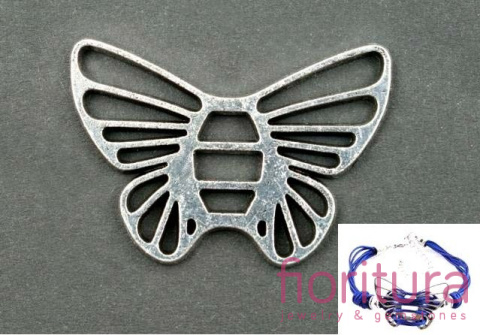 ŁĄCZNIK MOTYL AŻUROWY 26x37MM KOLOR STARE SREBRO