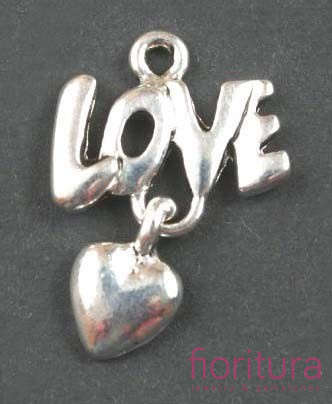 ZAWIESZKA LOVE Z SERCEM 23X15MM KOLOR STARE SREBRO