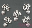 ZAWIESZKA LOVE Z SERCEM 23X15MM KOLOR STARE SREBRO