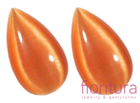 KABOSZON SZKLANY KOCIE OKO ŁEZKA 20X35MM KOLOR POMARAŃCZOWY