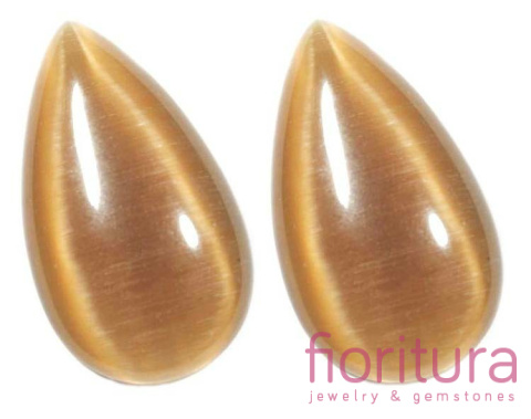 KABOSZON SZKLANY KOCIE OKO ŁEZKA 20X35MM KOLOR BRĄZOWY