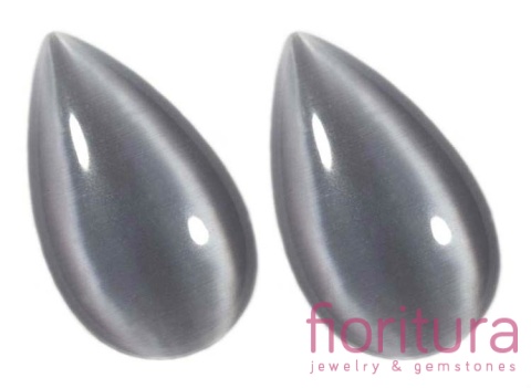 KABOSZON SZKLANY KOCIE OKO ŁEZKA 20X35MM KOLOR SZARY