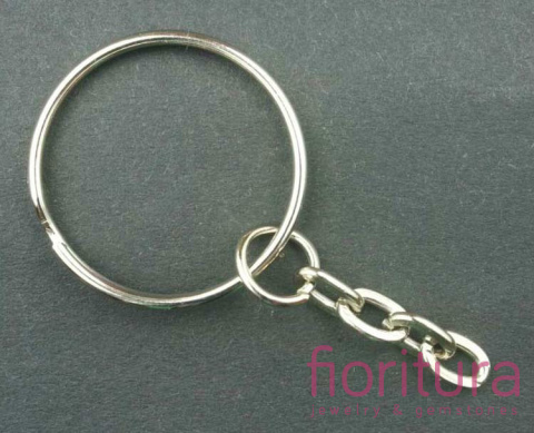 PODWÓJNE KÓŁKO Z ŁAŃCUSZKIEM DO BRELOCZKÓW 46MM KOLOR STARE SREBRO