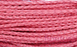 RZEMIEŃ PLECIONY SKÓRA EKOLOGICZNA 3MM KOLOR RÓŻOWY