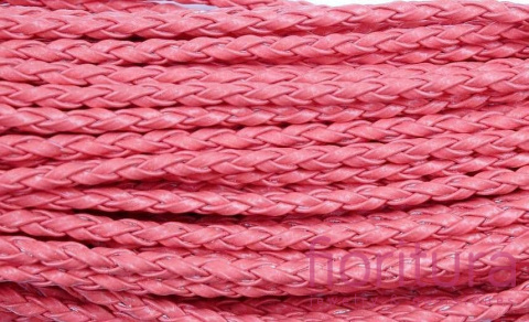 RZEMIEŃ PLECIONY SKÓRA EKOLOGICZNA 3MM KOLOR RÓŻOWY