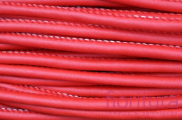 RZEMIEŃ SZYTY SKÓRA EKOLOGICZNA 6MM KOLOR CZERWONY