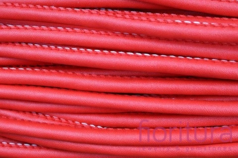 RZEMIEŃ SZYTY SKÓRA EKOLOGICZNA 6MM KOLOR CZERWONY