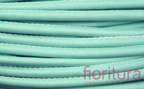 RZEMIEŃ SZYTY SKÓRA EKOLOGICZNA 6MM KOLOR JASNY TURKUS
