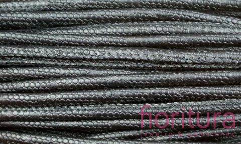 RZEMIEŃ SZYTY WZÓR SKÓRY JASZCZURKI SKÓRA EKOLOGICZNA 4MM KOLOR CZARNY