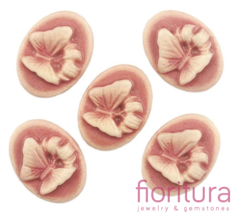 KABOSZON Z ŻYWICY KAMEA OWAL 18x13MM KOLOR ZGASZONY RÓŻ