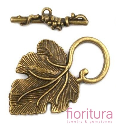 ZAPIĘCIE PRZEKŁADKOWE LIŚĆ 37x23MM KOLOR STARE ZŁOTO