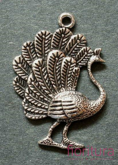 ZAWIESZKA PAW 36x26MM KOLOR STARE SREBRO