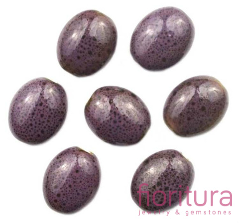 CERAMIKA NAKRAPIANA OWAL 13x16MM KOLOR CIEMNY FIOLET