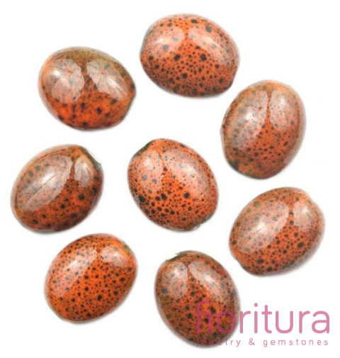 CERAMIKA NAKRAPIANA OWAL 13x16MM KOLOR POMARAŃCZOWY