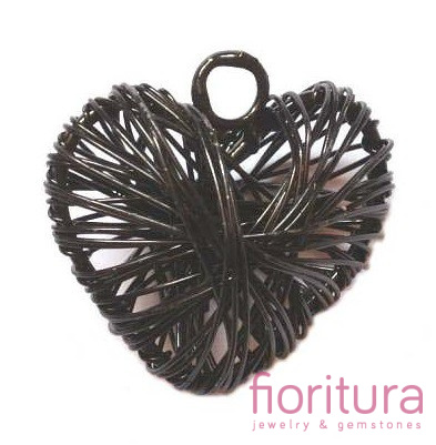 ZAWIESZKA SERCE PLECIONE 27X22MM KOLOR CZARNY