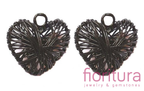 ZAWIESZKA SERCE PLECIONE 27X22MM KOLOR CZARNY
