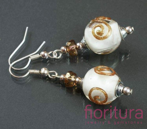 KOLCZYKI SZKŁO WENECKIE ZE ZŁOTEM