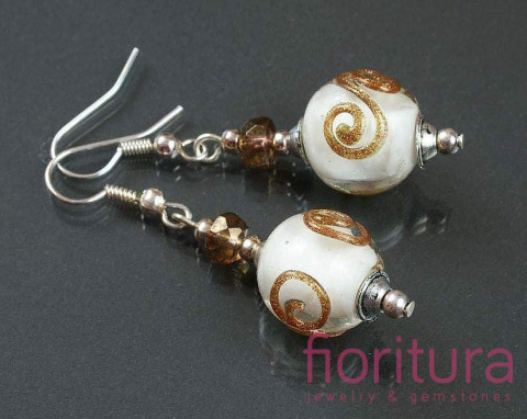 KOLCZYKI SZKŁO WENECKIE ZE ZŁOTEM