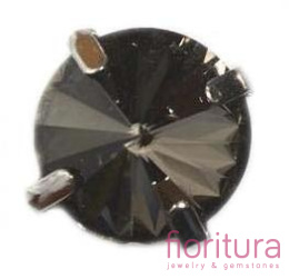 KORALIKI KRYSZTAŁOWE FASETOWANE Z LUSTRZANYM POŁYSKIEM W METALOWEJ OPRAWIE 12x9MM KOLOR BLACK DIAMOND