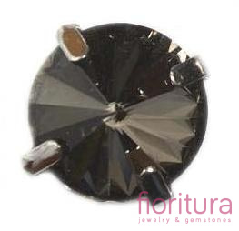 KORALIKI KRYSZTAŁOWE FASETOWANE Z LUSTRZANYM POŁYSKIEM W METALOWEJ OPRAWIE 12x9MM KOLOR BLACK DIAMOND