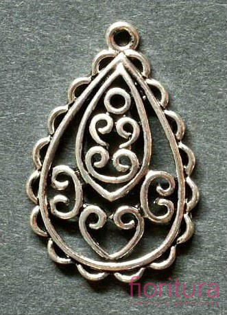 PODSTAWA KOLCZYKA ŁEZKA ARABSKA 30X20MM KOLOR STARE SREBRO