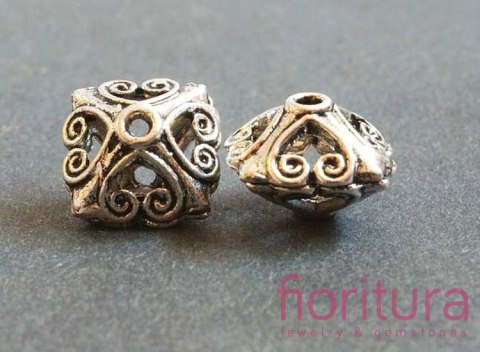 PRZEKŁADKA KWADRAT BICONE 13X10MM KOLOR STARE SREBRO