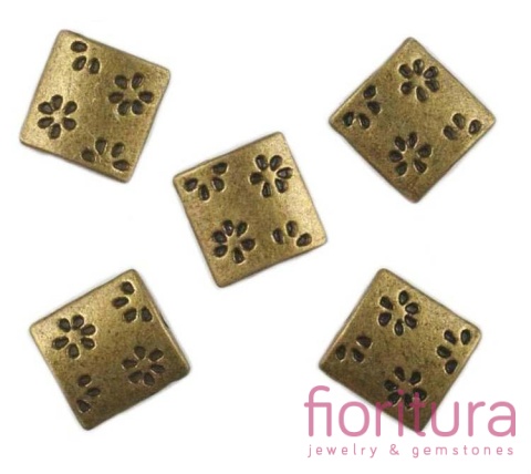 PRZEKŁADKA KWADRAT PŁASKI 12x12MM KOLOR STARE ZŁOTO