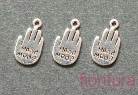 ZAWIESZKA RĘKA "HAND MADE" 16x10MM KOLOR STARE SREBRO