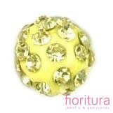 KORALIKI CARAMBALLA Z KRYSZTAŁKAMI STRASS KULA 10MM KOLOR ŻÓŁTY
