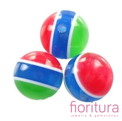 KORALIKI Z ŻYWICY KULA 20MM KOLOR ZIELEŃ/NIEBIESKI/CZERWIEŃ