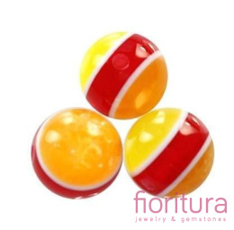 KORALIKI Z ŻYWICY KULA 20MM KOLOR ŻÓŁTY/CZERWONY/POMARAŃCZOWY