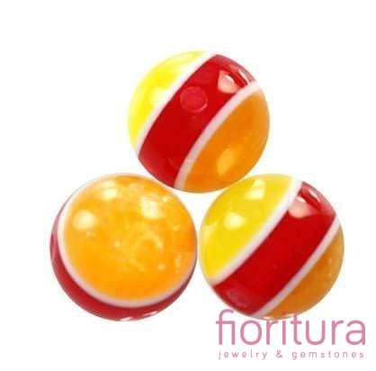 KORALIKI Z ŻYWICY KULA 20MM KOLOR ŻÓŁTY/CZERWONY/POMARAŃCZOWY