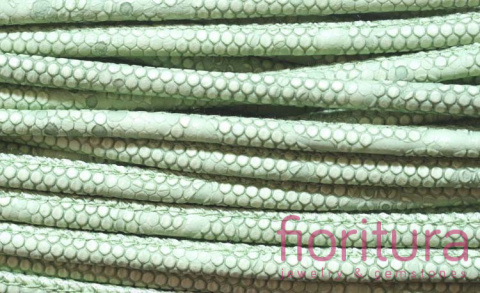 RZEMIEŃ SZYTY WZÓR SKÓRY JASZCZURKI 4MM KOLOR ZIELONY