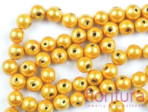 KAMIEŃ NATURALNY HEMATYT BARWIONY KULA 6MM KOLOR GOLDEN ROD