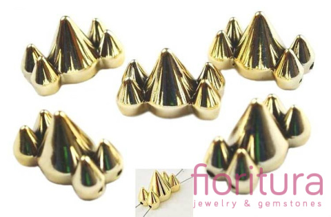 STOŻKI OZDOBNE ROZDZIELACZ NA DWA 19x12MM KOLOR ZŁOTY