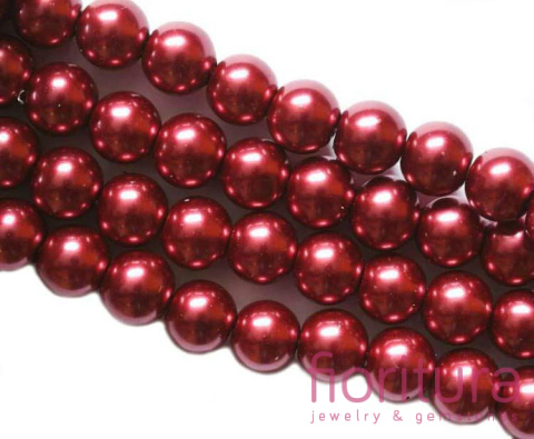 PERŁA SZKLANA KULA 12MM KOLOR CIEMNY CZERWONY