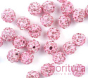 KORALIKI CARAMBALLA Z KRYSZTAŁKAMI STRASS KULA 10MM KOLOR RÓŻOWY