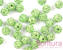 KORALIKI CARAMBALLA Z KRYSZTAŁKAMI STRASS KULA 10MM KOLOR ZIELONY