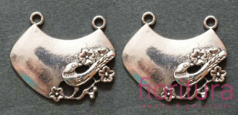 ZAWIESZKA SŁOWIK 33x28MM KOLOR STARE SREBRO
