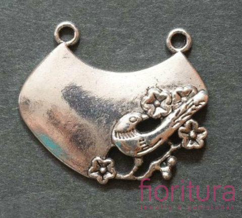ZAWIESZKA SŁOWIK 33x28MM KOLOR STARE SREBRO