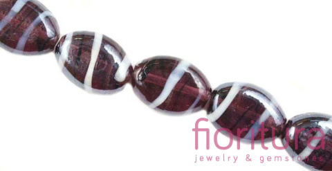 KORALIKI SZKLANE LAMPWORK OWAL 20x14MM KOLOR AMETYSTOWY