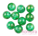 KORALIKI SZKLANE CRACLE KULA 14MM KOLOR AMAZON ZE ZŁOTĄ NITKĄ