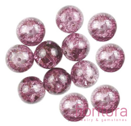 KORALIKI SZKLANE CRACLE KULA 8MM KOLOR CRUSHED VIOLETS