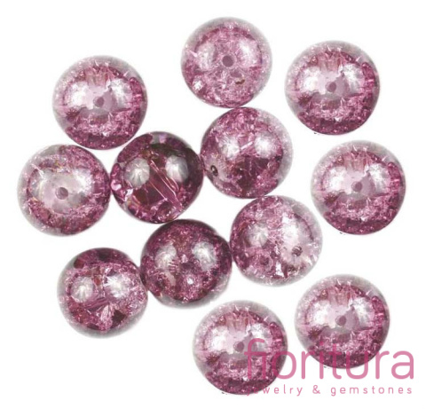 KORALIKI SZKLANE CRACLE KULA 8MM KOLOR CRUSHED VIOLETS