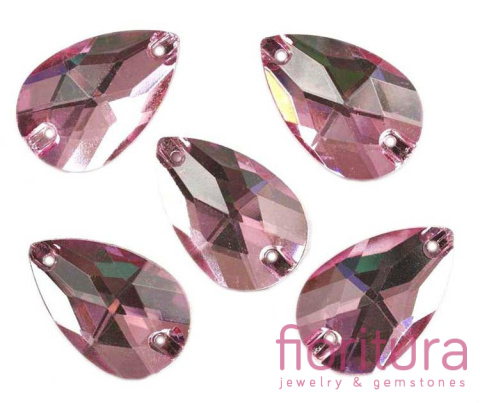 KORALIKI KRYSZTAŁOWE FASETOWANE DO PRZYSZYCIA KROPLA 16x25MM KOLOR JASNY AMETYST
