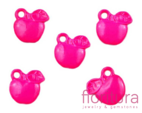 ZAWIESZKA JABŁKO 12X11MM KOLOR PINK NEON