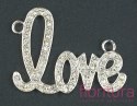 ZAWIESZKA Z KRYSZTAŁKAMI LOVE 31X41MM KOLOR SREBRNY