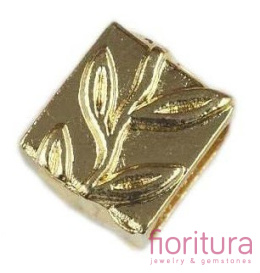 PRZEKŁADKA KWADRAT Z LIŚCIEM 15x13MM KOLOR ZŁOTY