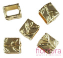 PRZEKŁADKA KWADRAT Z LIŚCIEM 15x13MM KOLOR ZŁOTY