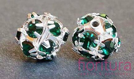 PRZEKŁADKA Z KRYSZTAŁKAMI 8MM KOLOR EMERALD GREEN